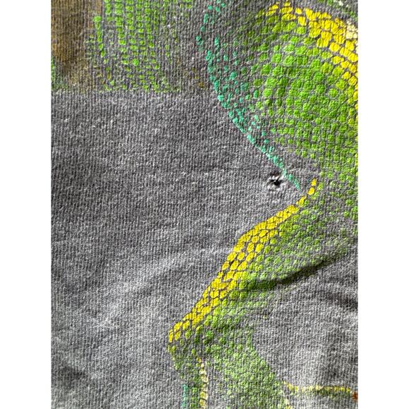 VTG Iguana Wrap Around Harlequin Nature Graphics Faded Black XXL Single Stitch T - Picture 6 of 8